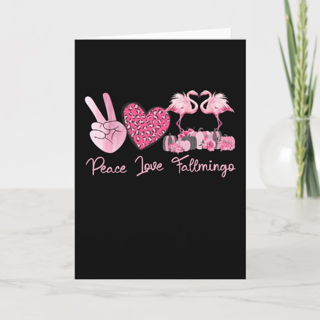 Halloween Peace Love Fallmingo Flamingo Pumpkin Karte (Vorderseite)