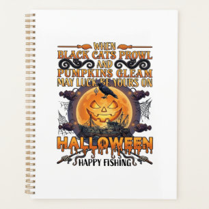 Halloween Pêche Heureuse Chats Noirs Citrouilles C