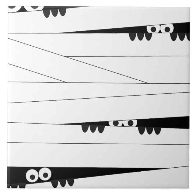 Halloween Peeking Mummy Fliese (Vorderseite)