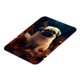 Halloween Pekingese mit Pumpkins Beängstigend Magnet