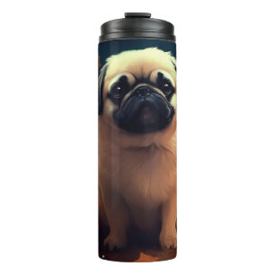 Halloween Pekingese mit Pumpkins Beängstigend Thermosbecher