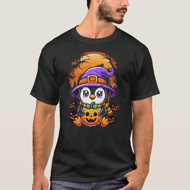 Halloween Penguin Witch Pumpkin Cute Costume Boys  T-Shirt (Vorderseite)