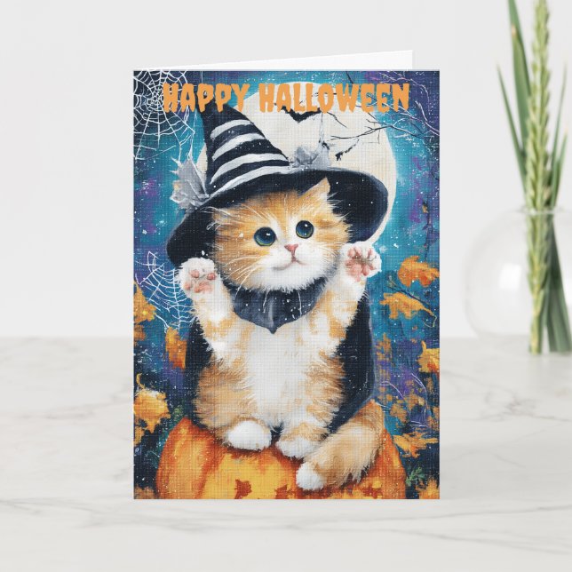 Halloween Persian Cat Feiertagskarte (Vorderseite)