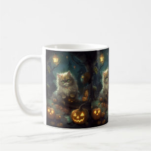 Halloween Persische Katze mit Kürbiskugeln Beängst Kaffeetasse