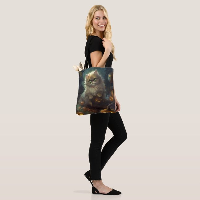 Halloween Persische Katze mit Kürbiskugeln Beängst Tasche (Am Model)