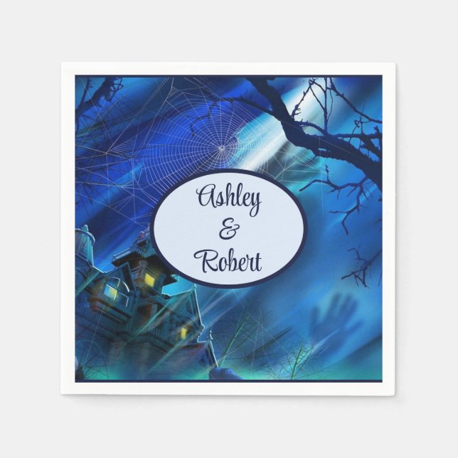 Halloween Personalize Names Spooky Haunts Serviette (Vorderseite)