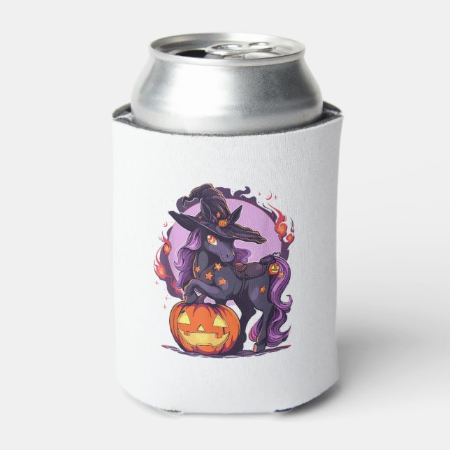 Halloween-Pferdereitenhut-Kürbislaterne Dosenkühler (Kanne Vorderseite)