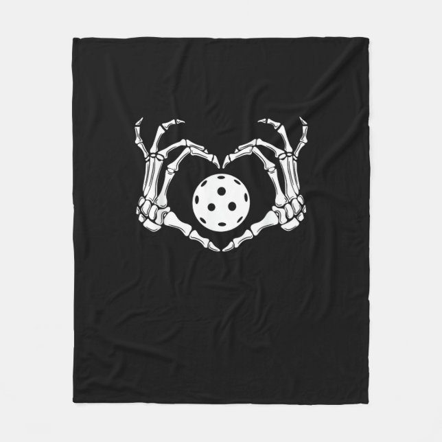 Halloween Pickle Skeleton Herz Hände Fleecedecke (Vorderseite)