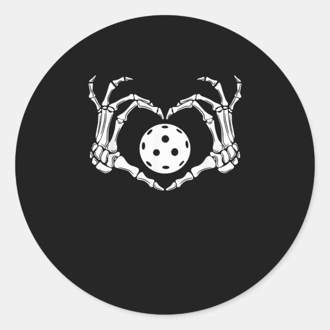 Halloween Pickle Skeleton Herz Hände Runder Aufkleber (Vorderseite)
