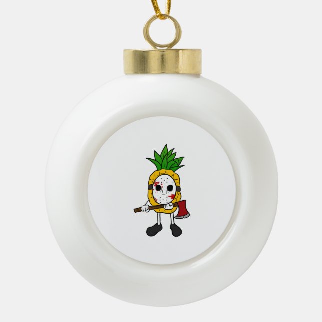 Halloween Pineaple Keramik Kugel-Ornament (Vorderseite)