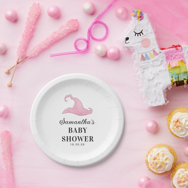 Halloween Pink a Baby Braut Babydusche Pappteller (Party)