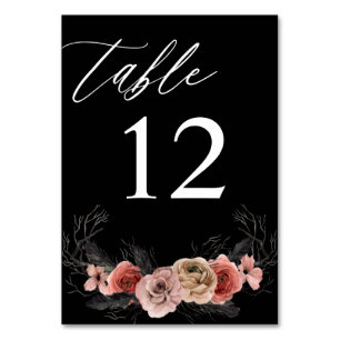 Halloween Pink & Black Floral Tischnummer - Schwar