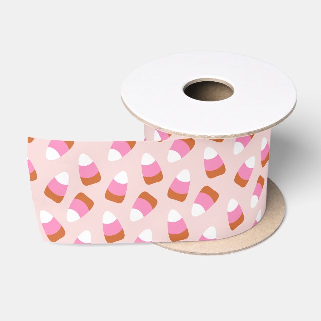 Halloween Pink Candy Corn Satinband (Spule)