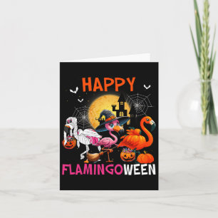 Halloween Pink Flamingo Kostüm Skeleton Hexe Karte