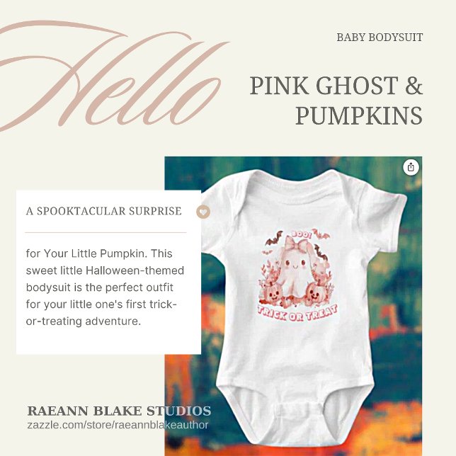 Halloween Pink Ghost und Pumpkins Baby Bodysuit Baby Strampler (Von Creator hochgeladen)
