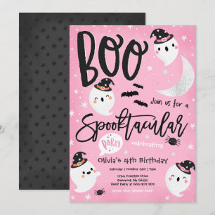 Halloween Pink Niedlich Ghost Geburtstag Spooktacu Einladung