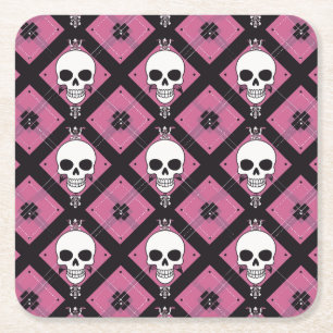 Halloween Pink Niedliche Skulptur überprüft Rechteckiger Pappuntersetzer