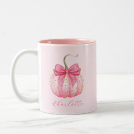 Halloween Pink Pumpkin Bow Personalisiert Bridesma Zweifarbige Tasse