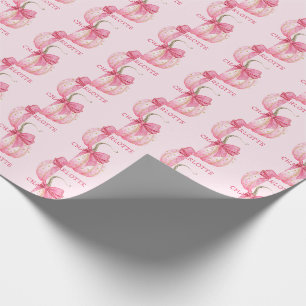 Halloween Pink Pumpkin Coquette Bow Personalisiert Geschenkpapier