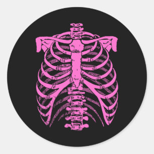 Halloween Pink Skeleton Rib Käfig Runder Aufkleber
