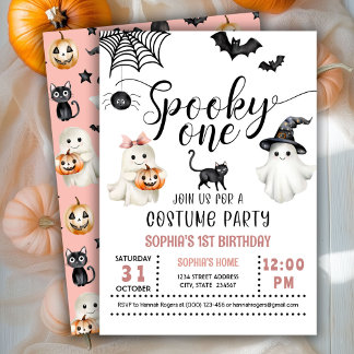 Halloween Pink Spooky Einladung 1. Geburtstag