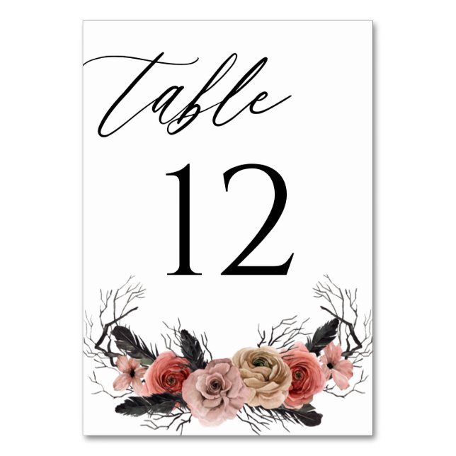 Halloween Pink und Black Floral Tischnummer V2 (Vorderseite)