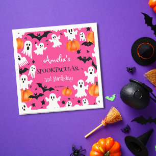 Halloween pinkfarbene Sporenparty Serviette