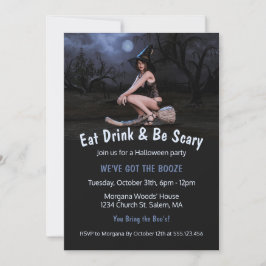 Halloween Pinup Girl im Mondlicht Einladung
