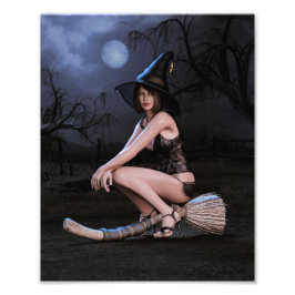 Halloween Pinup Girl im Mondlicht Fotodruck