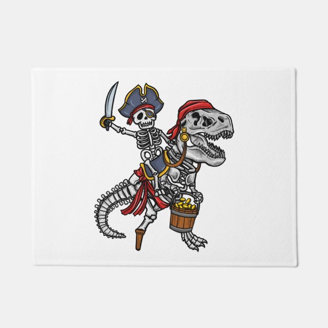 Halloween Pirate Dinosaur Skeleton Fußmatte (Vorderseite)