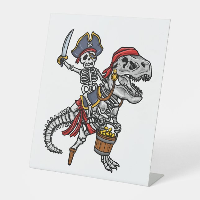 Halloween Pirate Dinosaur Skeleton Sockelschild (Vorderseite)