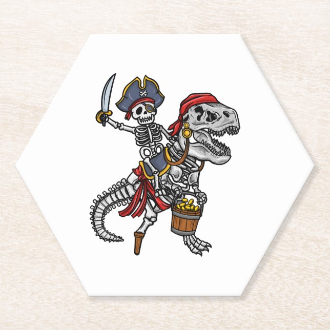 Halloween Pirate Dinosaur Skeleton Untersetzer (Vorderseite)