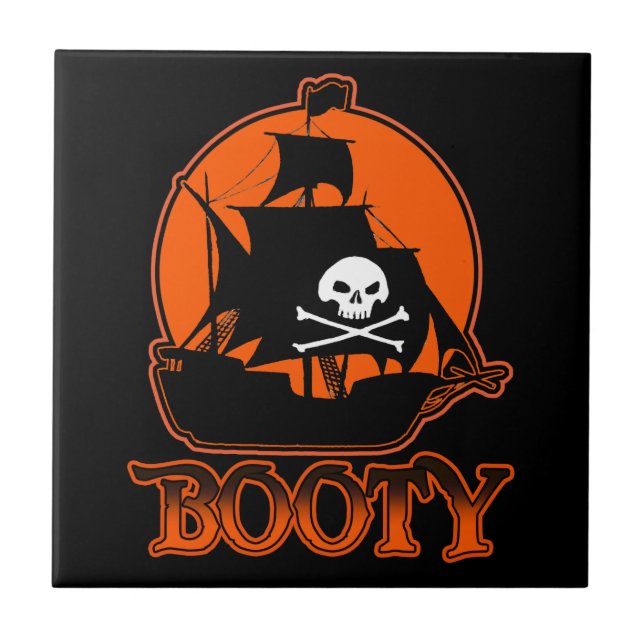 Halloween Pirate Hintern Fliese (Vorderseite)