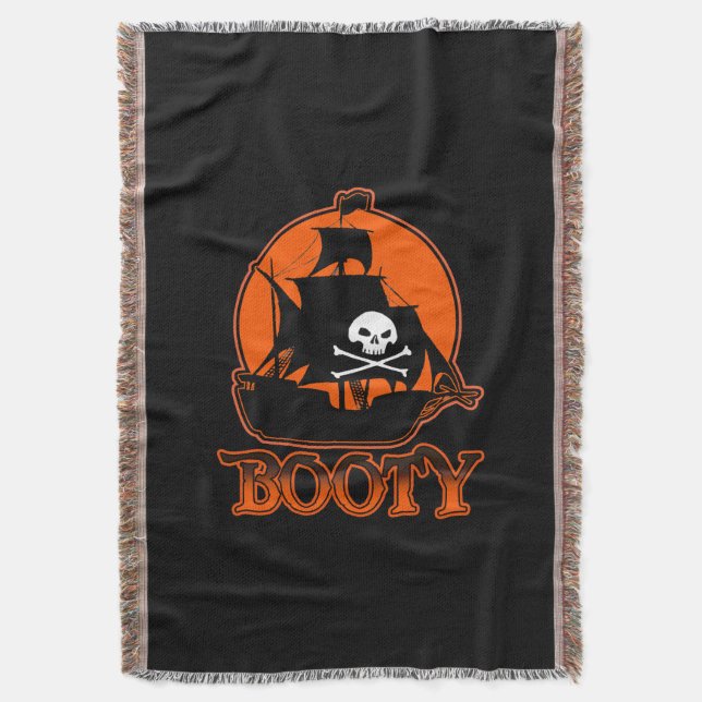 Halloween Pirate Hintern Throw Decke (Vorderseite Vertikal)