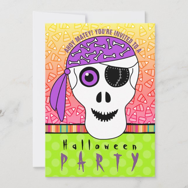 Halloween Pirate Skull Party Einladung (Vorderseite)