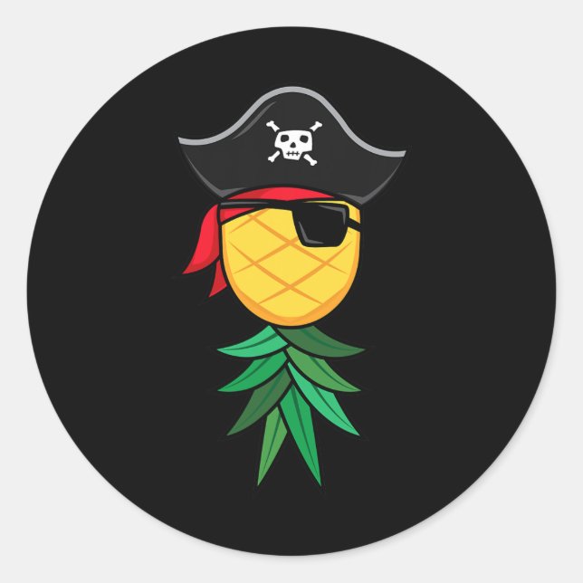 Halloween Pirate Upside Down Ananas Swingers Li Runder Aufkleber (Vorderseite)