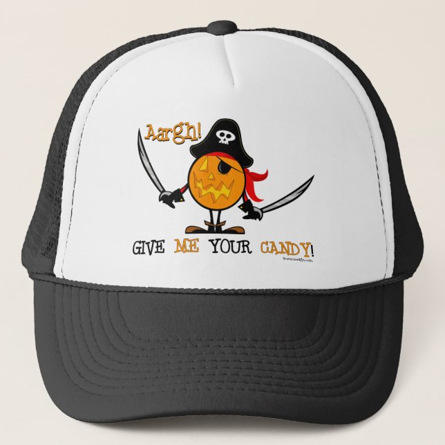 Halloween-Piraten-Kürbis Truckerkappe (Vorderseite)
