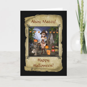 Halloween-Piraten-Mädchen-Gruß-Karte Karte