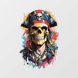Halloween-Piratenschädel Fensteraufkleber