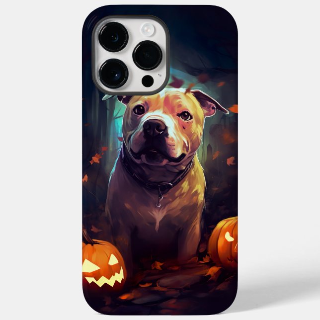 Halloween Pitbull mit Pumpkins Beängstigend Case-Mate iPhone 14 Pro Max Hülle (Rückseite)