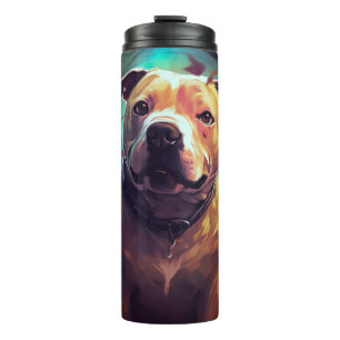 Halloween Pitbull mit Pumpkins Beängstigend Thermosbecher