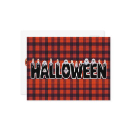 Halloween Plaid Ghost Lettering Postkarte