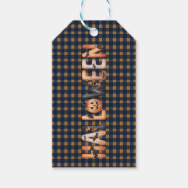 Halloween Plaid Pumpkin Geschenkanhänger