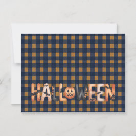 Halloween Plaid Pumpkin Greeting Postkarte
