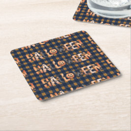 Halloween Plaid Pumpkin Rechteckiger Pappuntersetzer