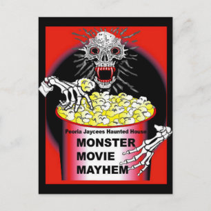 Halloween-Plakat Skelett isst Popcorn Postkarte