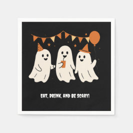 Halloween Playful White Ghost Black Festive  Serviette