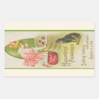 Hallowe'en Pleasures Bobbing für Äpfel Vintag Rechteckiger Aufkleber