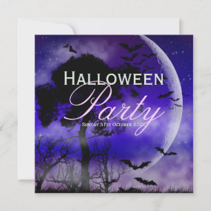 Halloween Pleine lune & Bats Nightsky Invitation