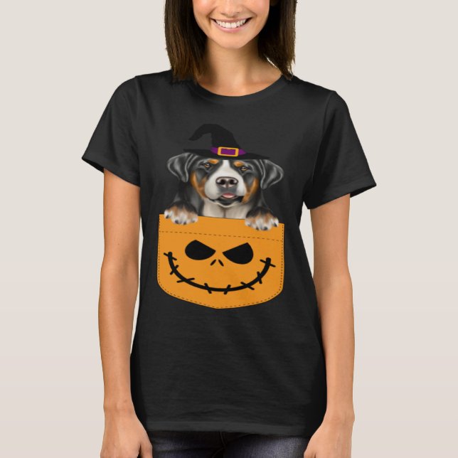 Halloween Pocket Greater Swiss Mountain Dog Jack O T-Shirt (Vorderseite)